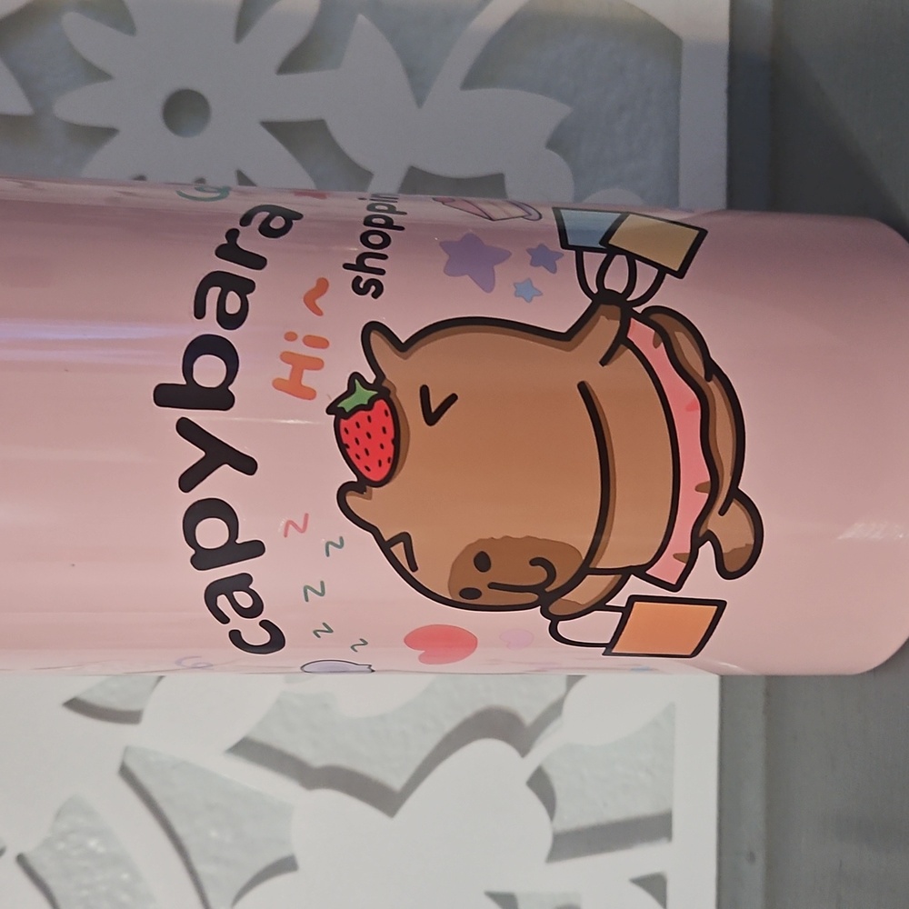 Pink Capybara Water Bottle - Picture 3 of 6